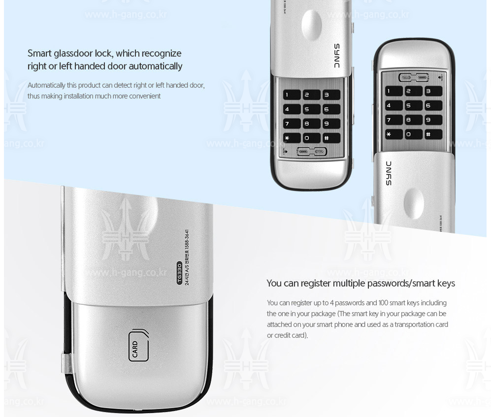 Khóa điện tử cửa kính H-gang Sync TG330 Khóa điện tử cửa kính H-gang Sync TG330