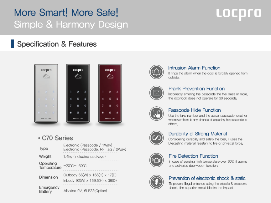 Khóa cửa thẻ từ Locpro C70R2 Khóa cửa thẻ từ Locpro C70R2