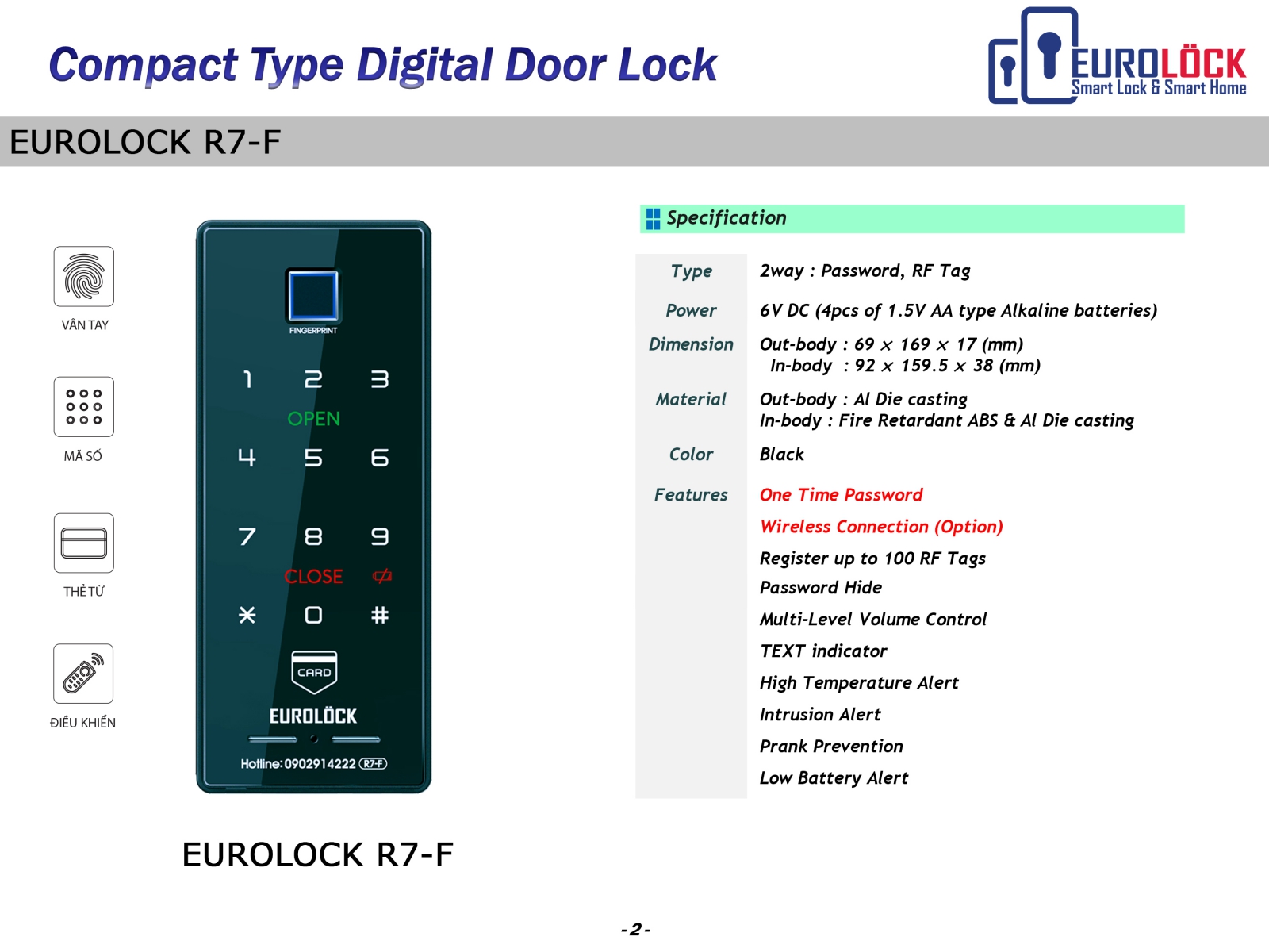 Khóa vân tay EUROLOCK R7-F