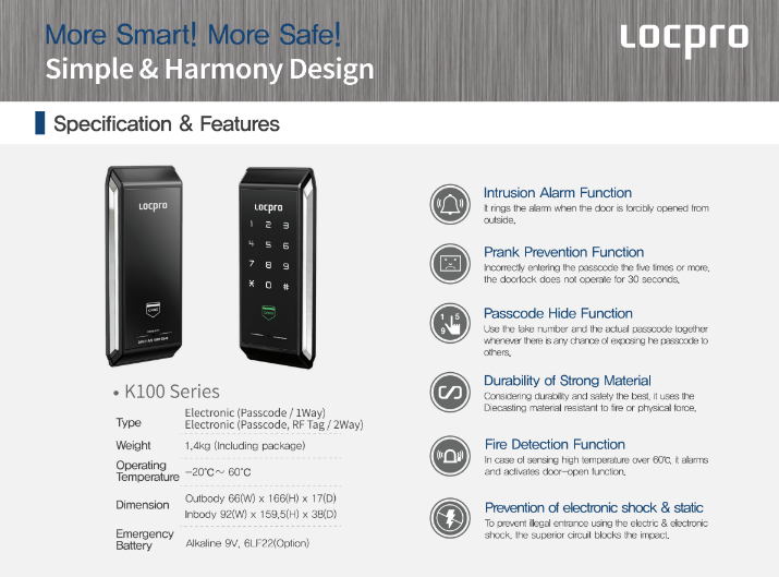 Khóa cửa thẻ từ Locpro K100 Khóa cửa thẻ từ Locpro K100