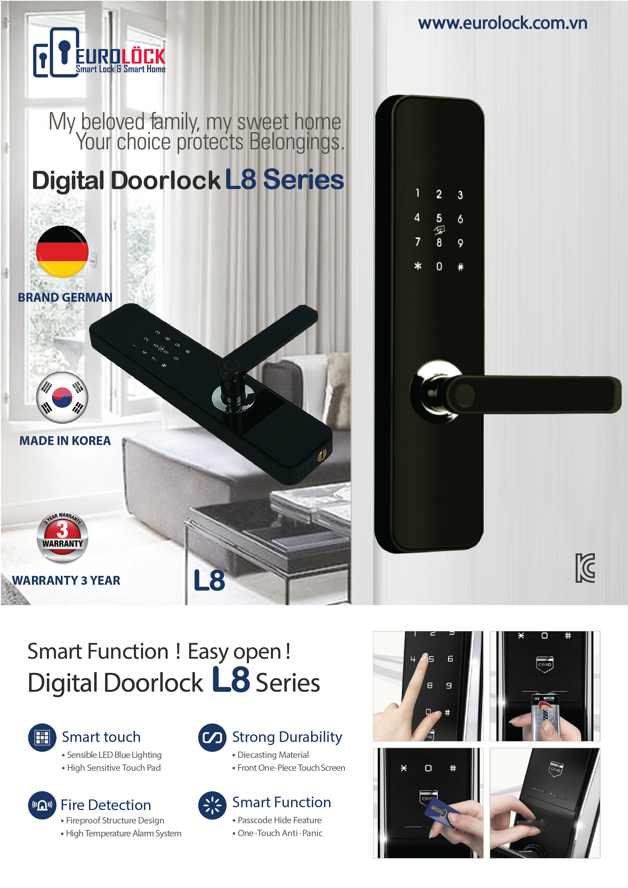 Khóa vân tay EUROLOCK L8 Khóa vân tay EUROLOCK L8