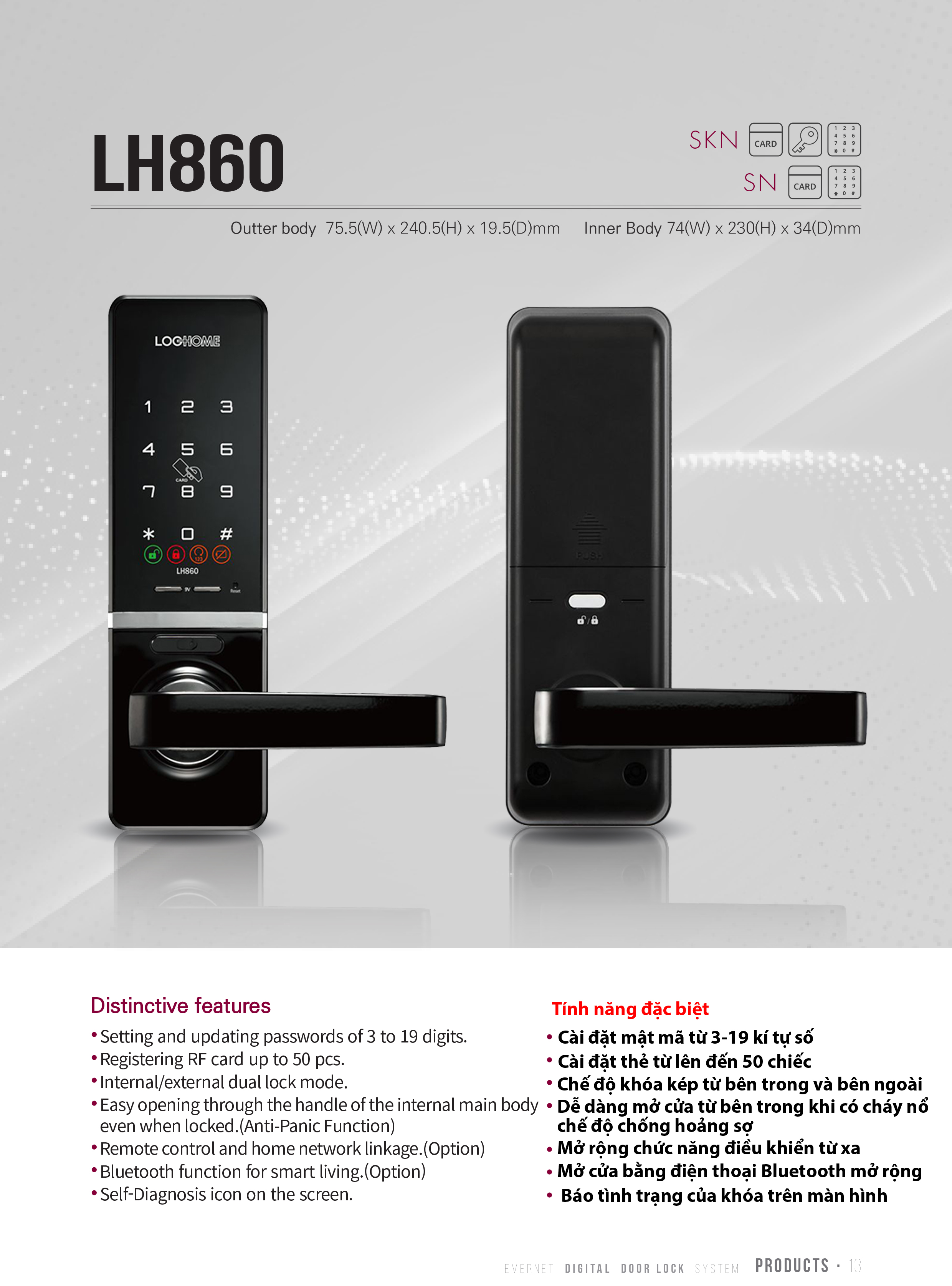 Khóa điện tử LOGHOME LH860-SKN