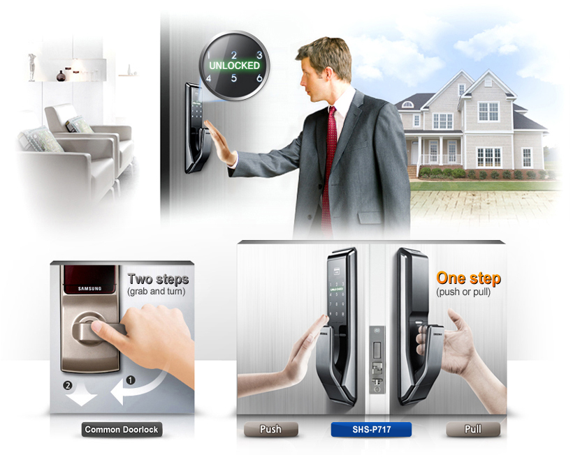 Thuận tiện nhất để vận hành cửa ra, không bật, nhưng Đẩy!  Push Pull đổi mới: Đẩy từ bên ngoài!  Kéo từ bên trong!  Với tiến bộ thiết kế Push Pull, cung cấp tiện lợi hơn trong hoạt động cửa hàng ngày.  Cũng giống như hoạt động cửa xe, ONE Bước Đẩy và Kéo (một bước để mở và đóng) đổi mới sẽ mở ra một cách mới để vận hành cửa ra khu dân cư bao giờ cảm thấy thoải mái và thuận tiện hơn.