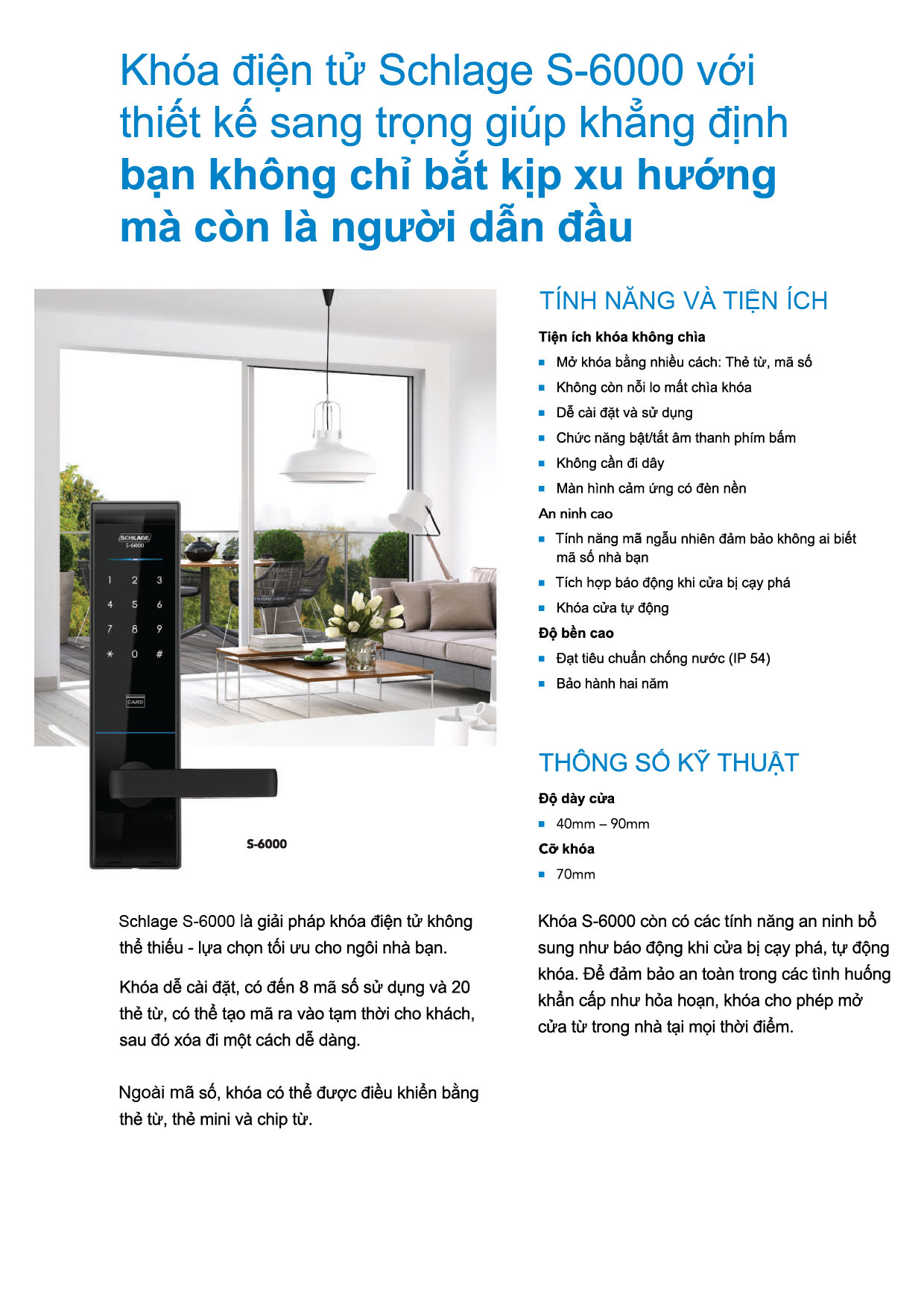 Khóa điện tử SCHLAGE S-6000 Khóa điện tử SCHLAGE S-6000