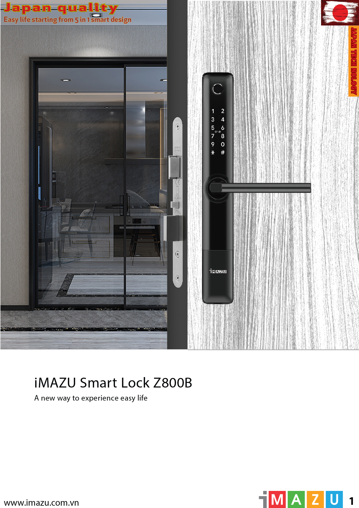 Khóa vân tay cửa nhôm iMAZU Z800 Khóa vân tay cửa nhôm iMAZU Z800