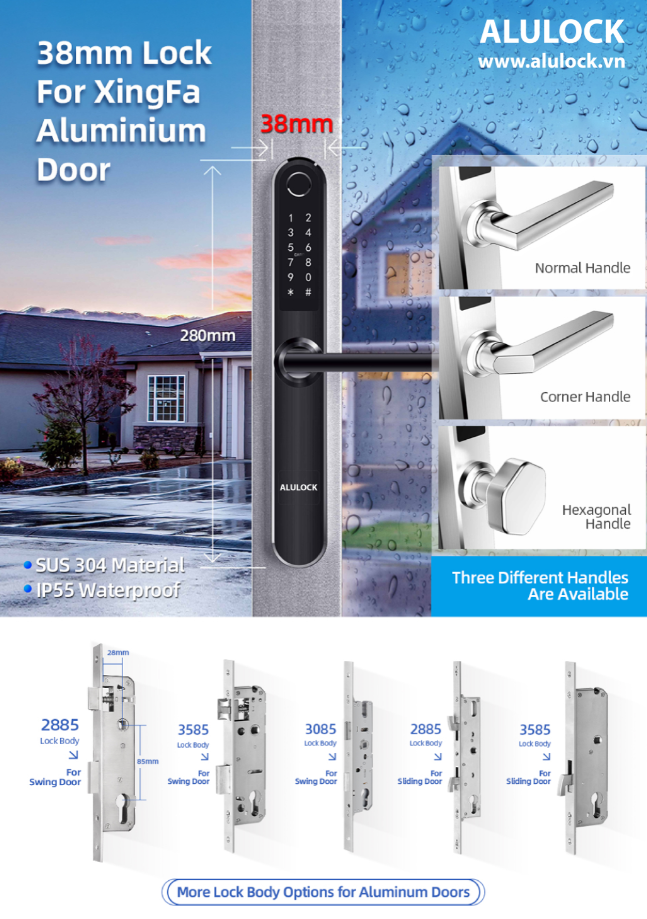 Cửa nhôm AluDoor lắp khóa vân tay cửa nhôm AluLock