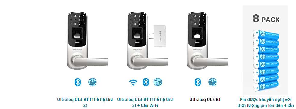 Khóa điện tử vân tay mở cửa từ xa wifi ULTRALOQ UL3BT