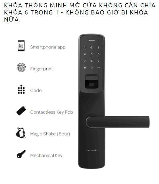 Khóa điện tử vân tay mở cửa từ xa wifi ULTRALOQ UL300