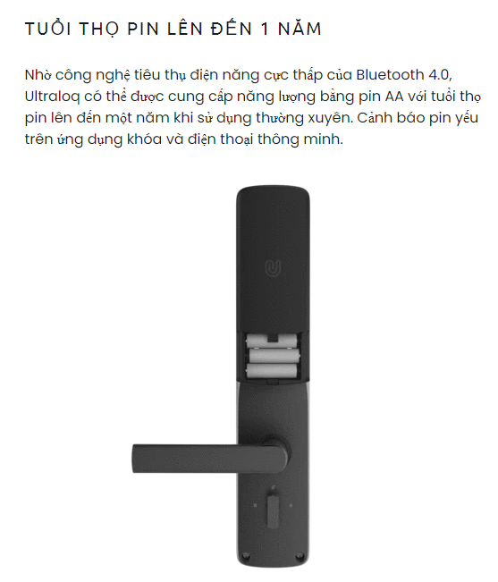 Khóa điện tử vân tay mở cửa từ xa wifi ULTRALOQ UL300