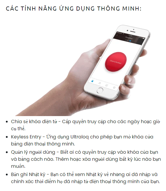 Khóa điện tử vân tay mở cửa từ xa wifi ULTRALOQ UL300