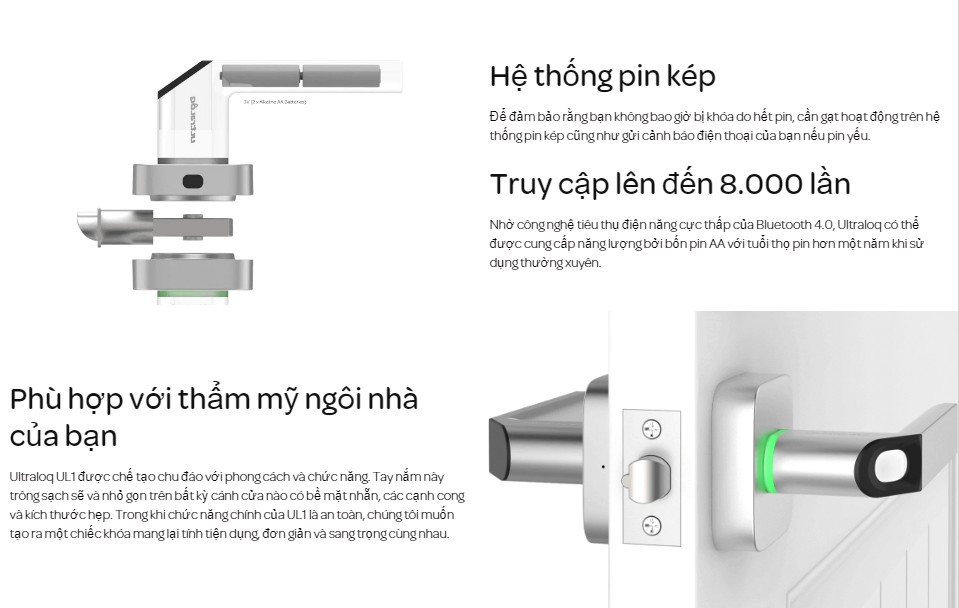 Khóa điện tử vân tay mở cửa từ xa wifi ULTRALOQ UL1