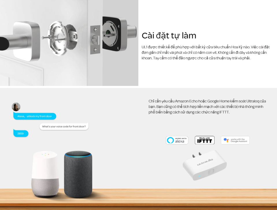 Khóa điện tử vân tay mở cửa từ xa wifi ULTRALOQ UL1