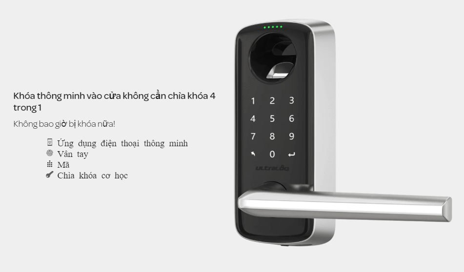 Khóa điện tử vân tay mở cửa từ xa wifi ULTRALOQ LEVER