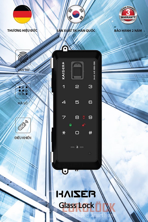 TOP khóa vân tay cửa kính tốt nhất 2021 Khóa vân tay cửa kính EUROLOCK KAISER+