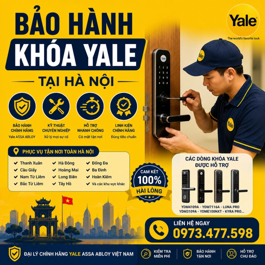 Bảo Hành Khóa Yale Tại Hà Nội – Hỗ Trợ Chính Hãng, Kiểm Tra Tận Nơi