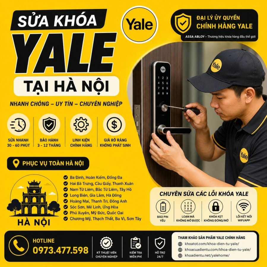 Sửa Khóa Yale Tại Hà Nội Đại Lý Chính Hãng Yale ASSA ABLOY Hỗ Trợ Nhanh