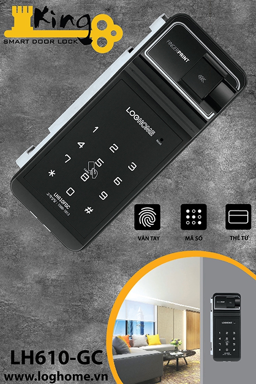 Khóa vân tay cửa kính LOGHOME GLASS LH610FGC-SN/RMC